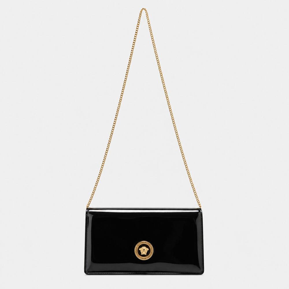 Versace Black and Gold Medusa patent leather Women's Bag NWT